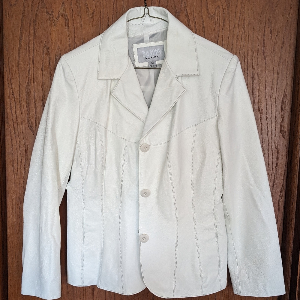 Wilson's Maxima Women's LeatherJacket‎ Blazer White Ivory Casual Spring Summer M
